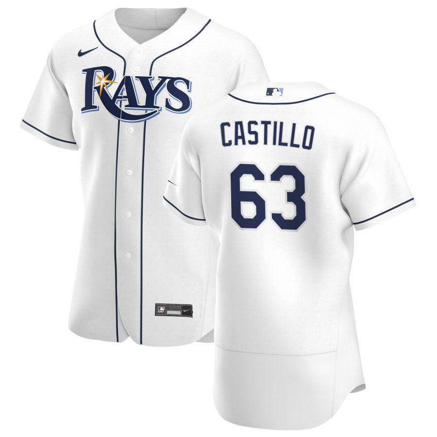 Tampa Bay Rays 63 Diego Castillo Men Nike White Home 2020 Authentic Player MLB Jersey